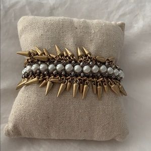 Stella & Dot peral and gold fringe bracelet